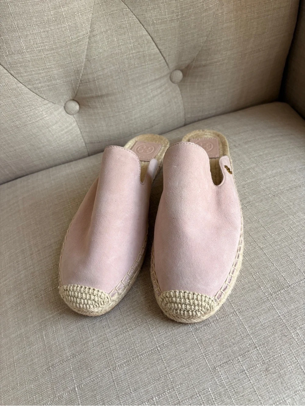 Women's Pink Suede Espadrille Mules- NEW!